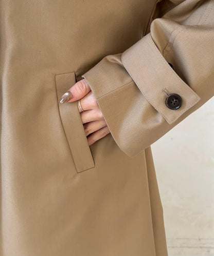 滾邊中長款風衣