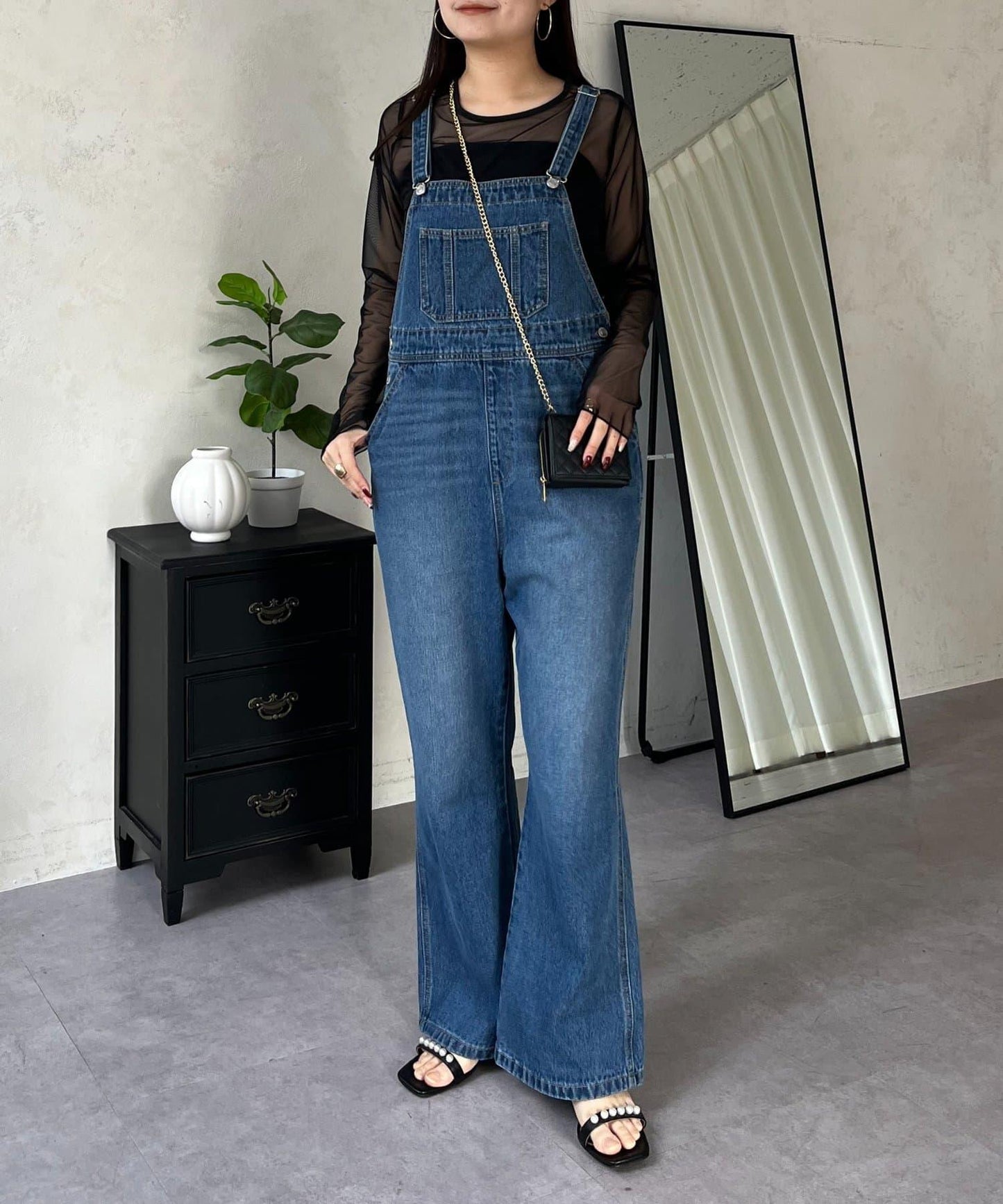 半喇牛仔連體褲