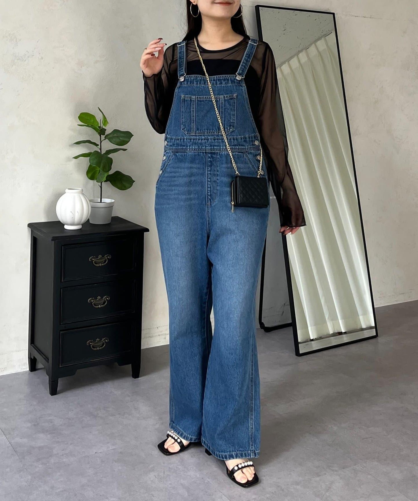 半喇牛仔連體褲