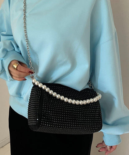 2way珍珠手柄鑲鑽單肩包