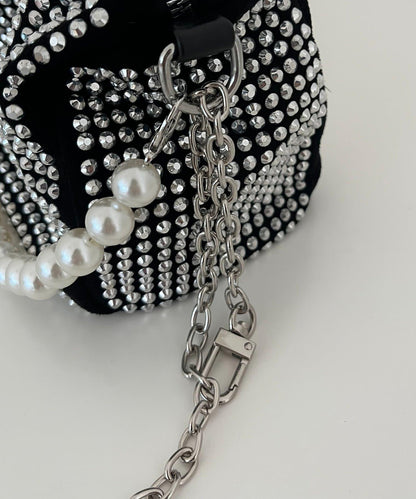 2way珍珠手柄鑲鑽單肩包