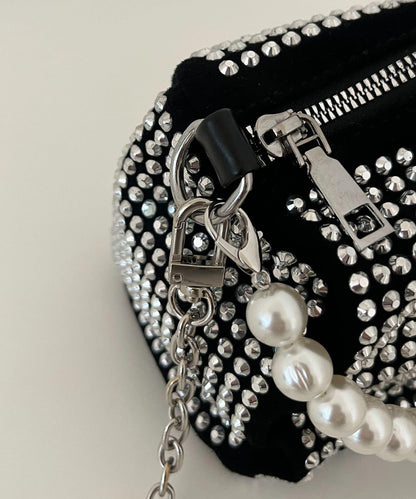 2way珍珠手柄鑲鑽單肩包