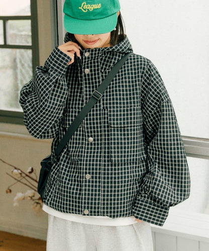 格紋連帽外套