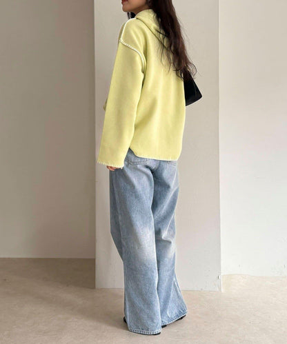 連帽配色縫線 針織套頭衫