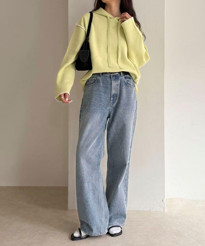 連帽配色縫線 針織套頭衫