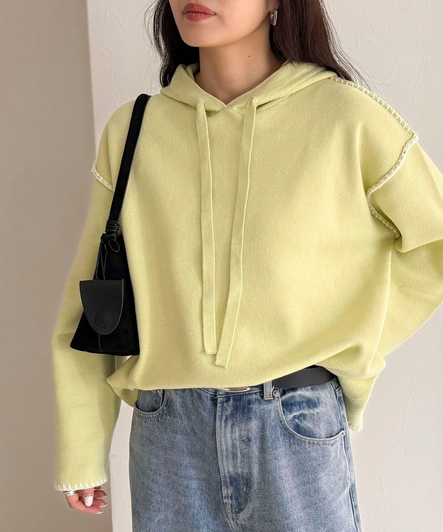 連帽配色縫線 針織套頭衫