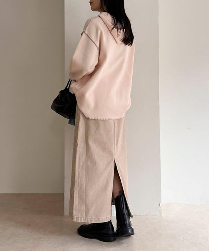 連帽配色縫線 針織套頭衫