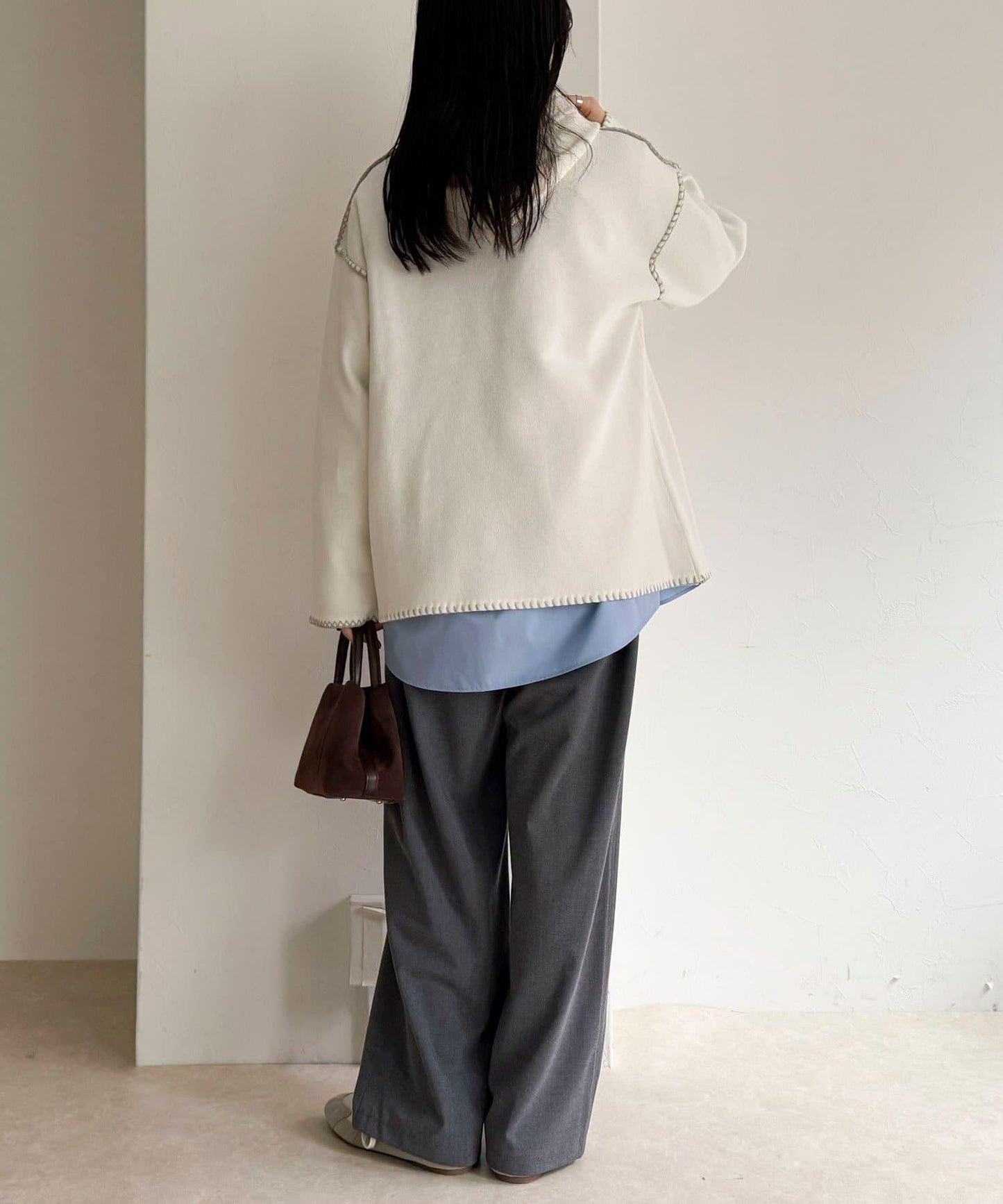 連帽配色縫線 針織套頭衫