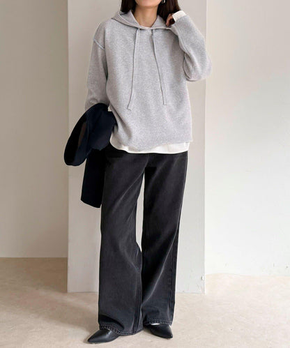 連帽配色縫線 針織套頭衫