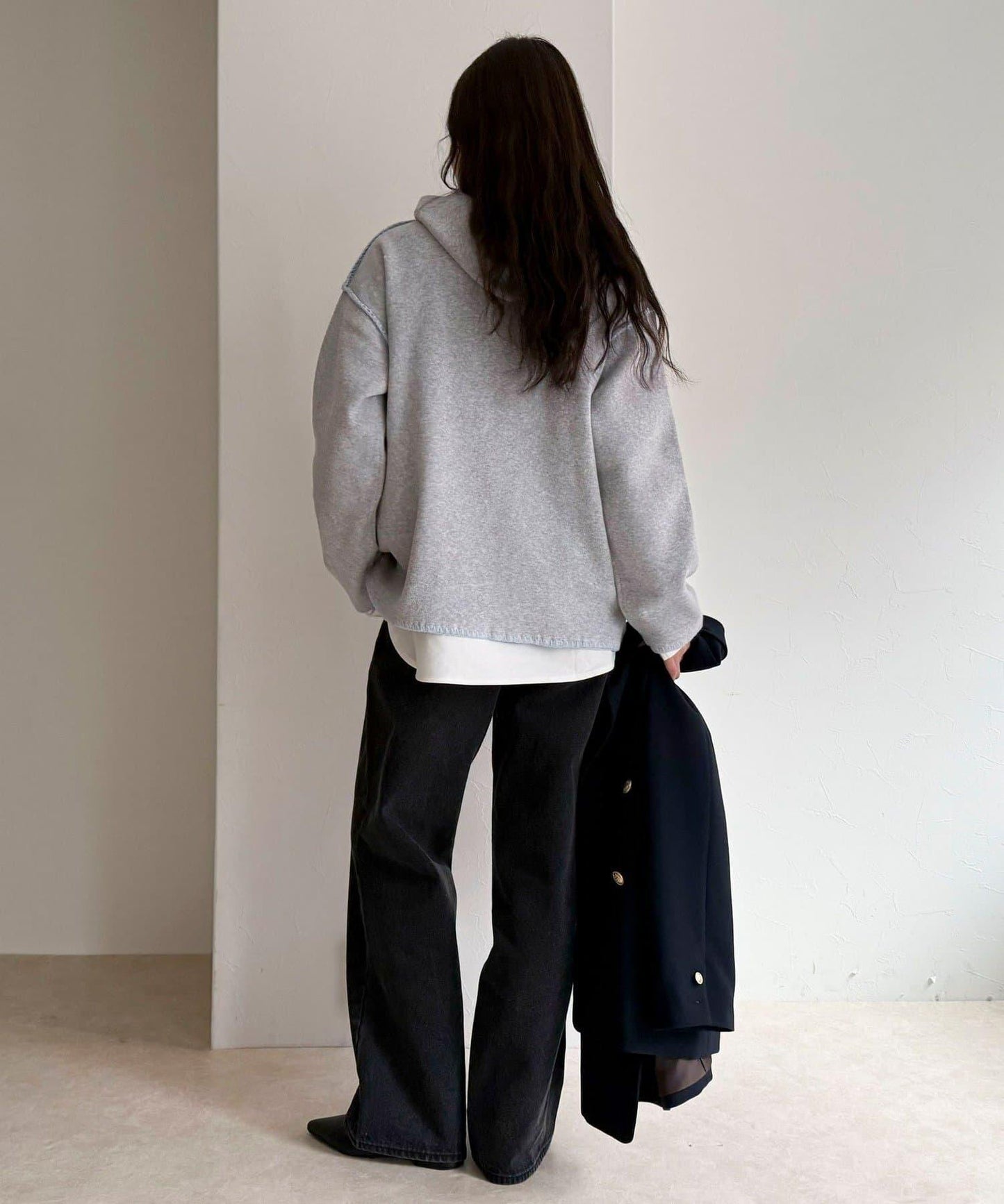 連帽配色縫線 針織套頭衫