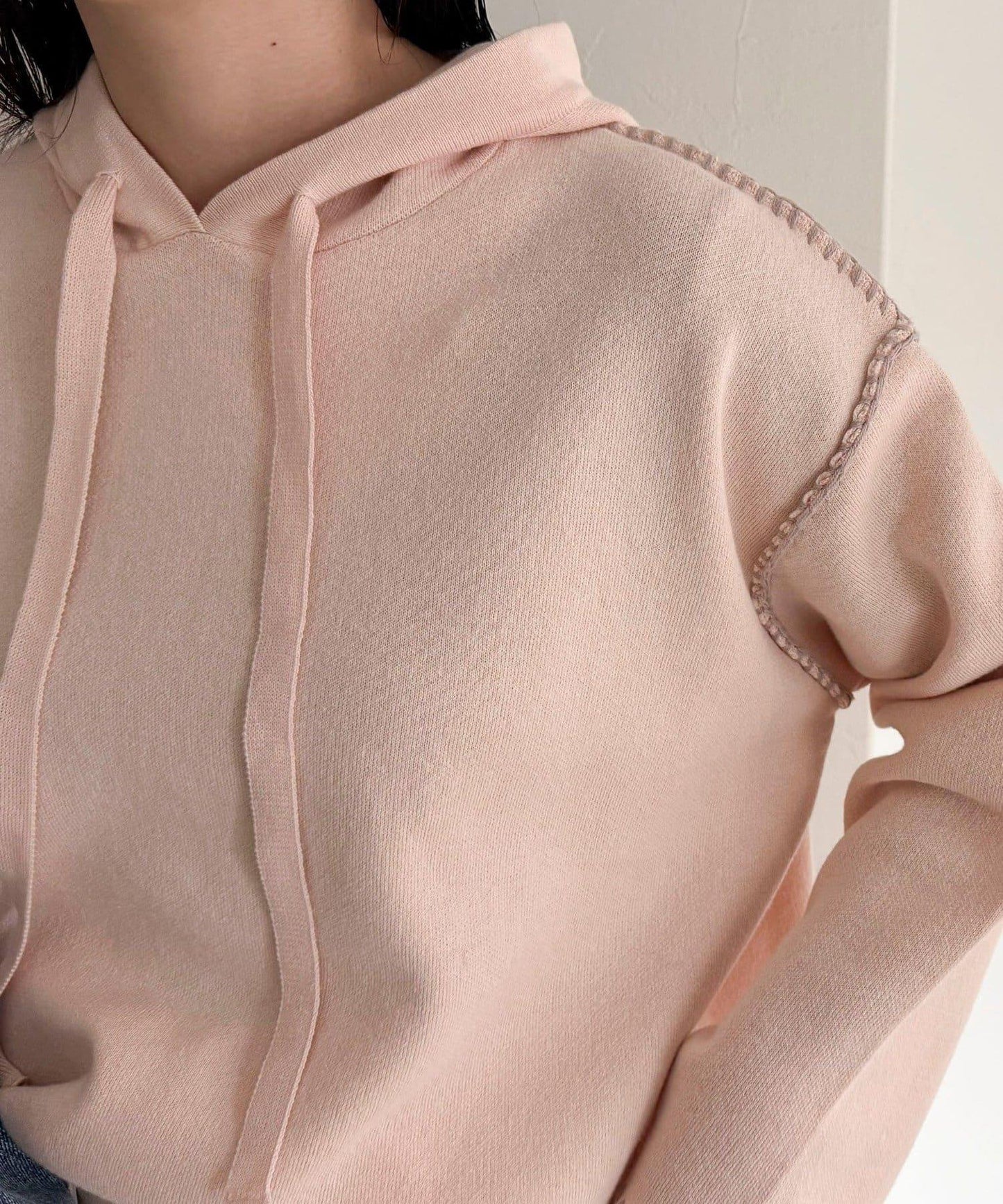 連帽配色縫線 針織套頭衫