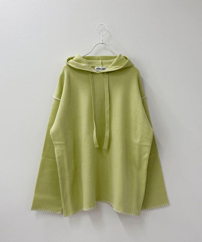 連帽配色縫線 針織套頭衫