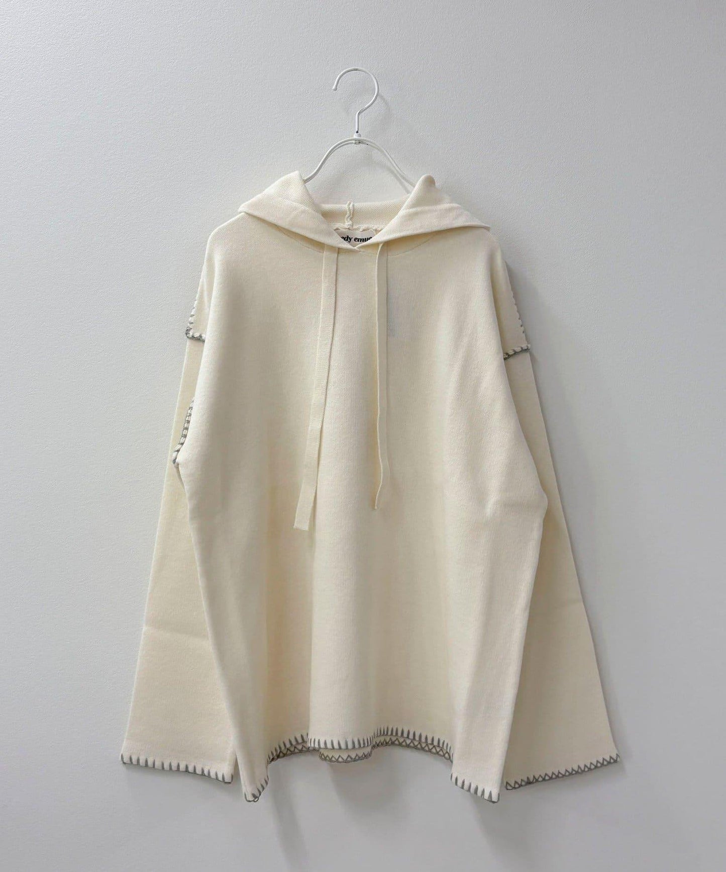 連帽配色縫線 針織套頭衫