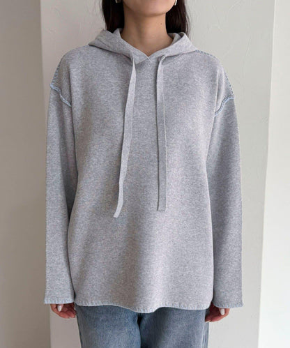 連帽配色縫線 針織套頭衫