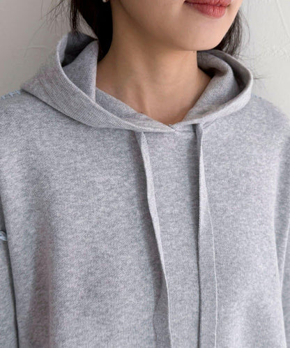 連帽配色縫線 針織套頭衫