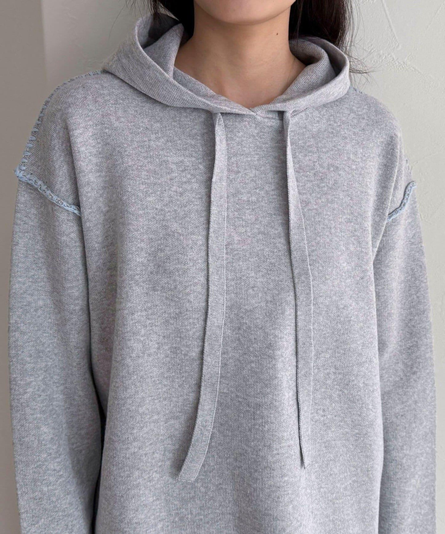 連帽配色縫線 針織套頭衫