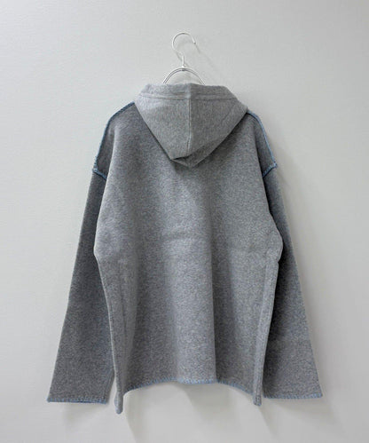 連帽配色縫線 針織套頭衫