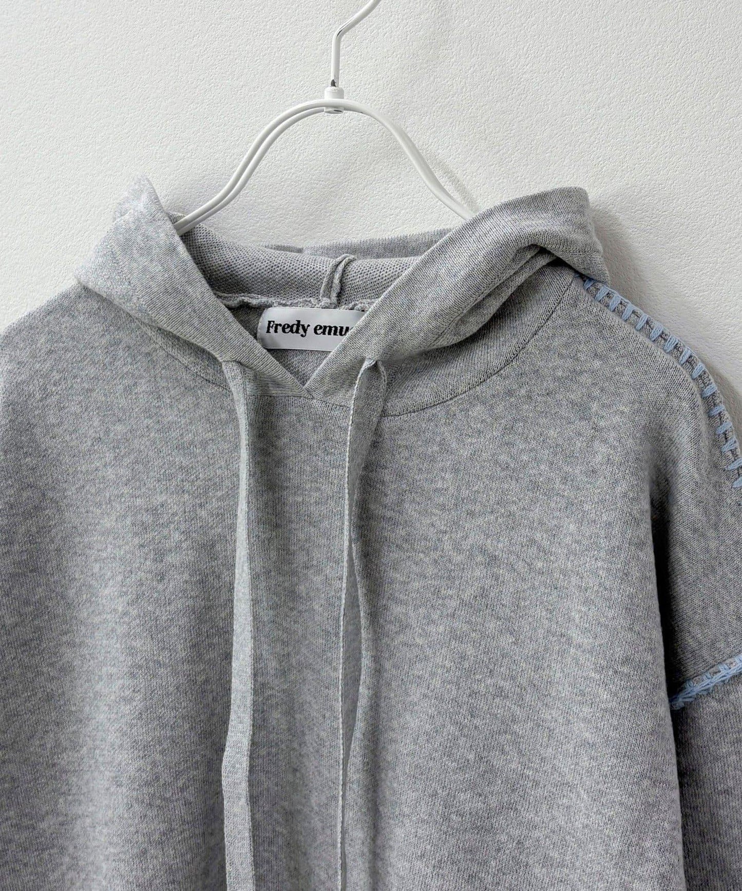 連帽配色縫線 針織套頭衫