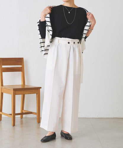 不對稱腰帶設計長褲