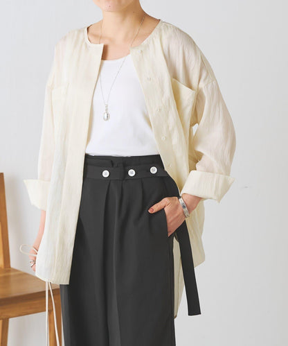 不對稱腰帶設計長褲