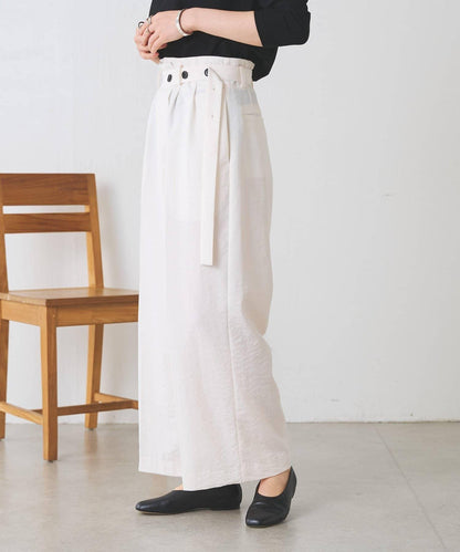 不對稱腰帶設計長褲