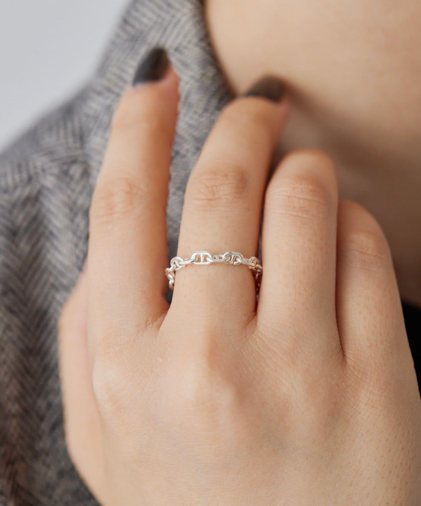 《スターリングシルバー使用》 錨鏈設計 戒指