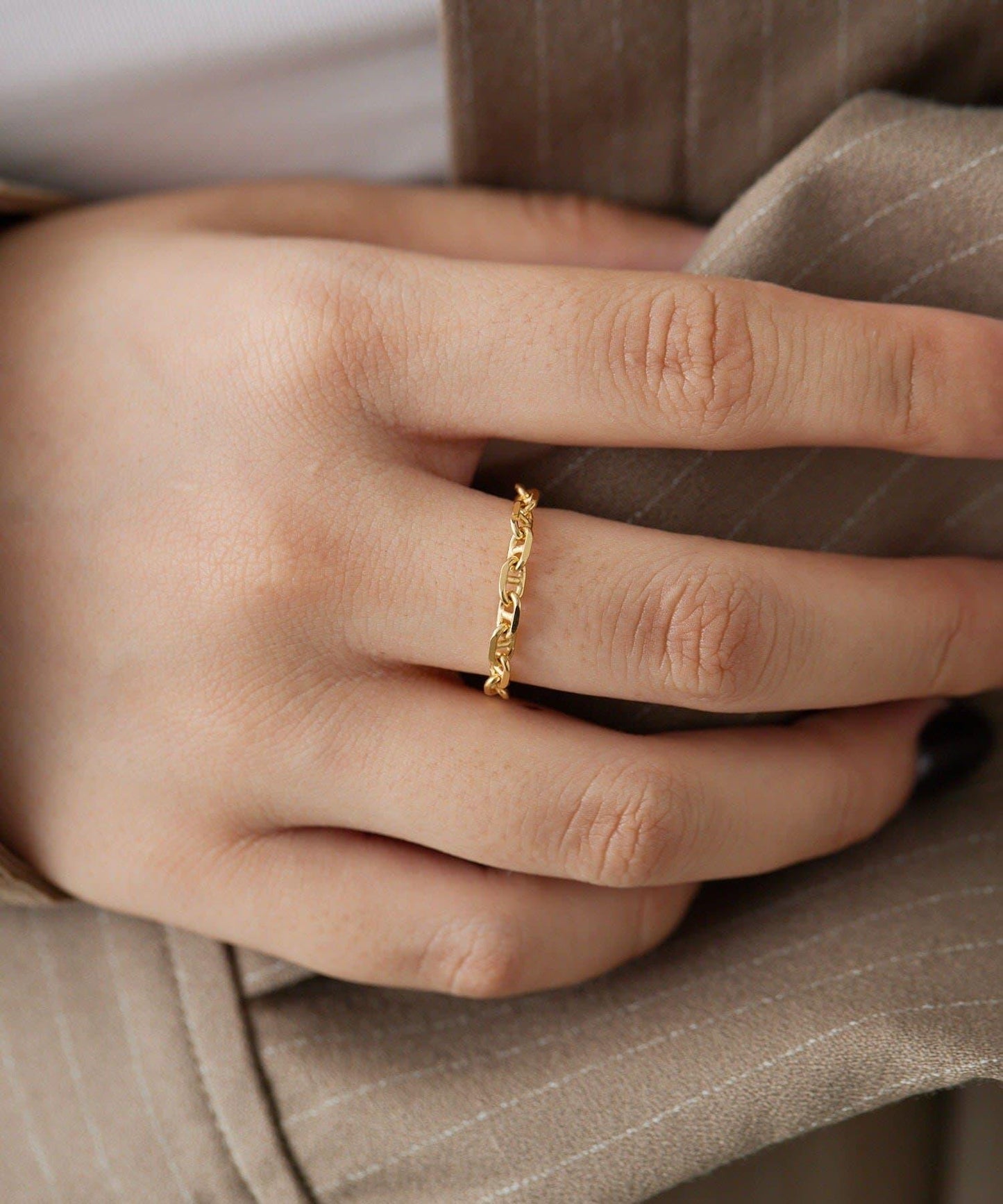 《スターリングシルバー使用》 錨鏈設計 戒指