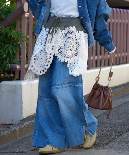 etsinta 2way蕾絲拼接軍事風迷你裙