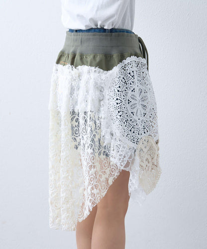 etsinta 2way蕾絲拼接軍事風迷你裙