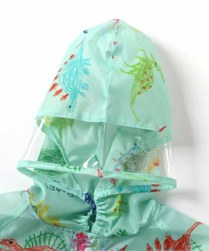 蠟筆手繪恐龍圖案兒童雨衣