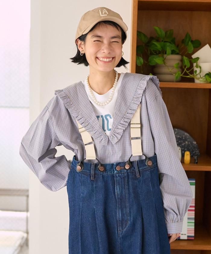 聯名款 寬鬆 雙褶 吊帶設計 牛仔褲（可成套搭配）