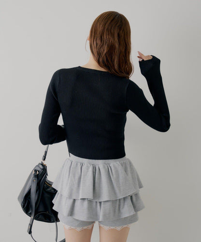 Logo刺繡 羅紋針織 針織上衣