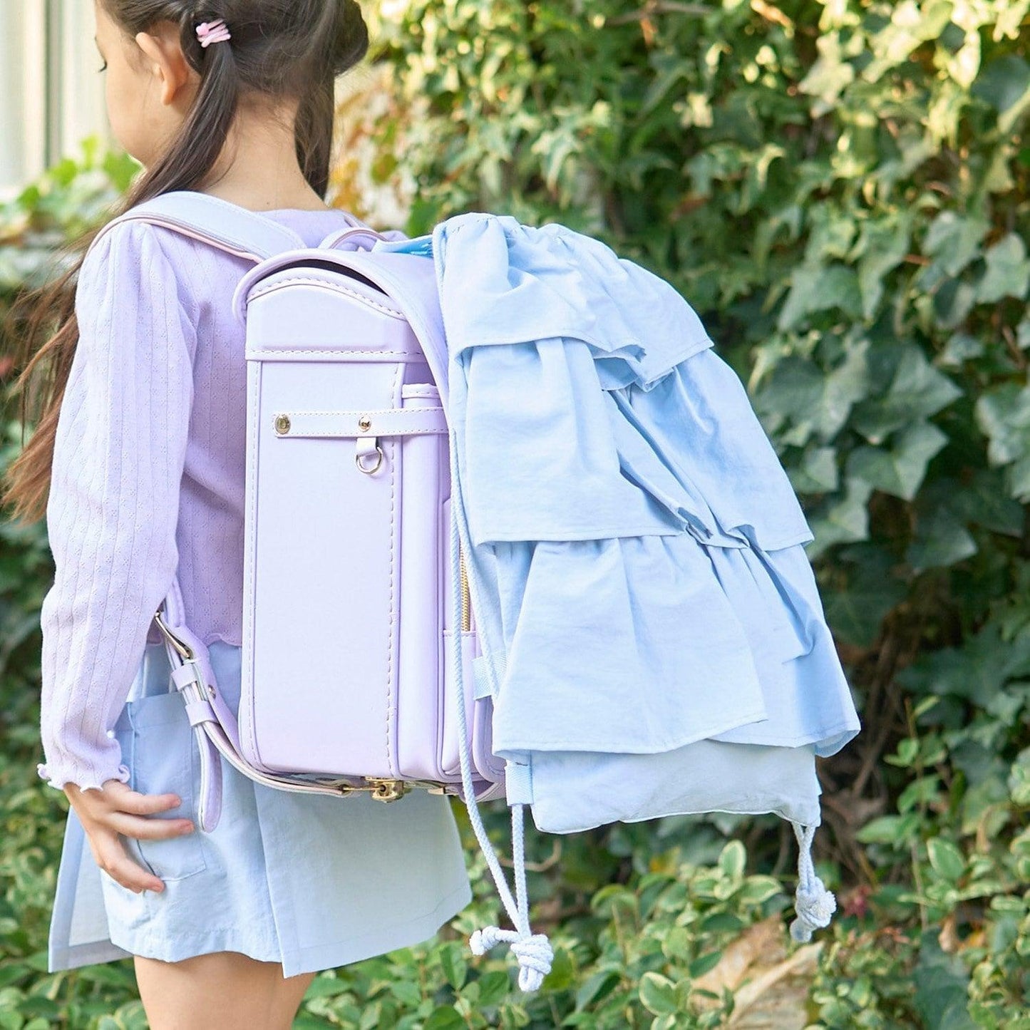 防潑水防汙耐用防UV 褶邊 學校用 抽繩包