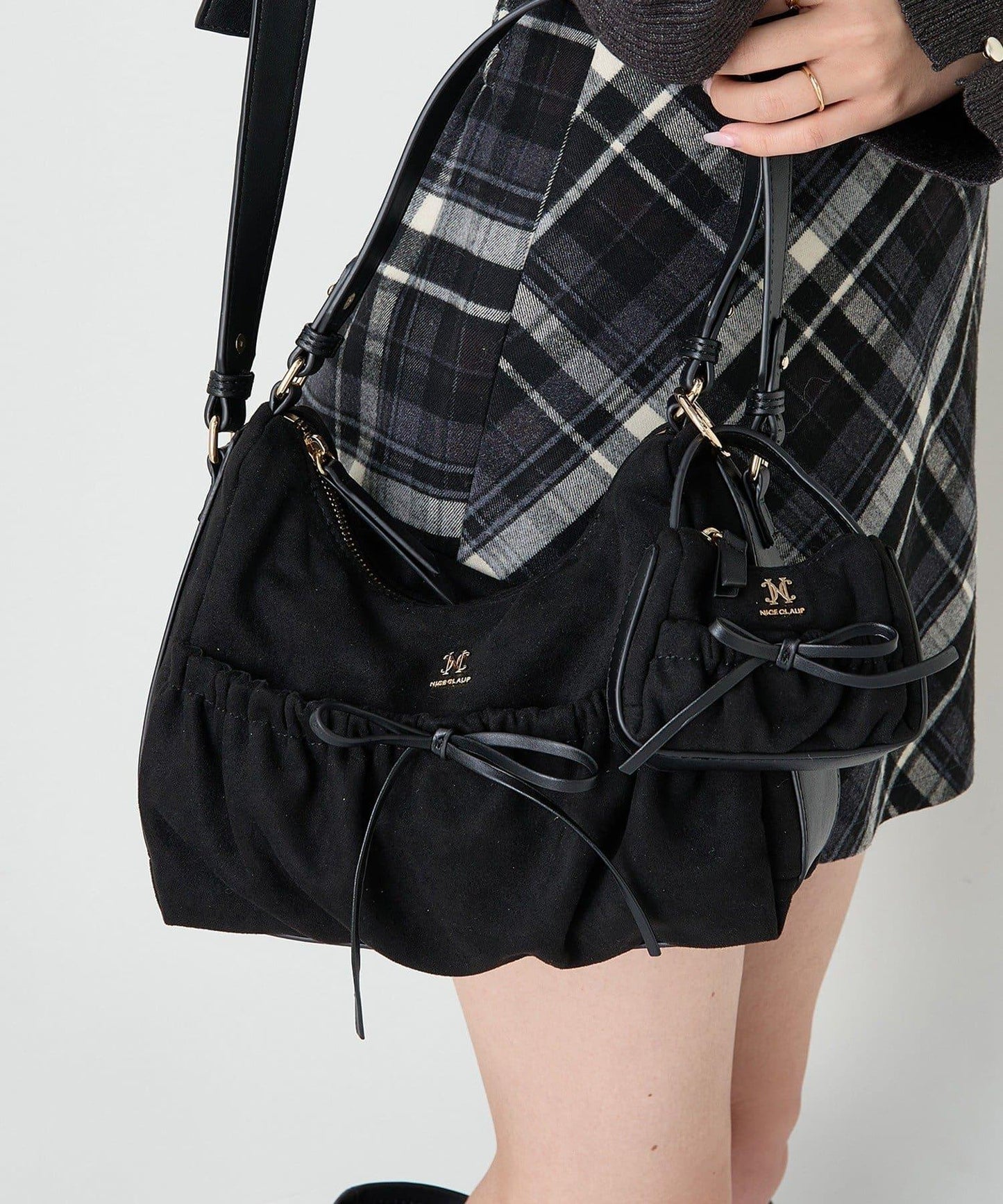 帶迷你包掛件 抽繩蝴蝶結 包袋