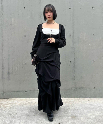 Mavie..7 打褶設計 長款半身裙