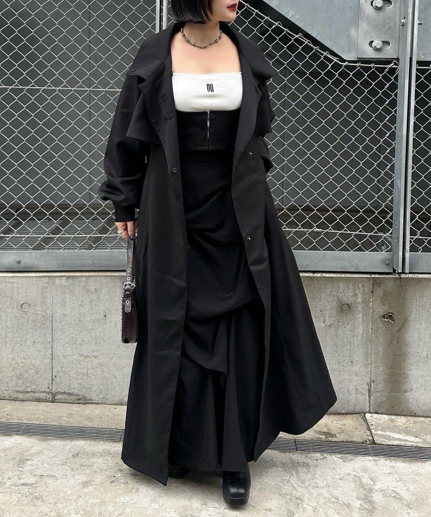 Mavie..7 立領 擴擺設計 長款 大衣