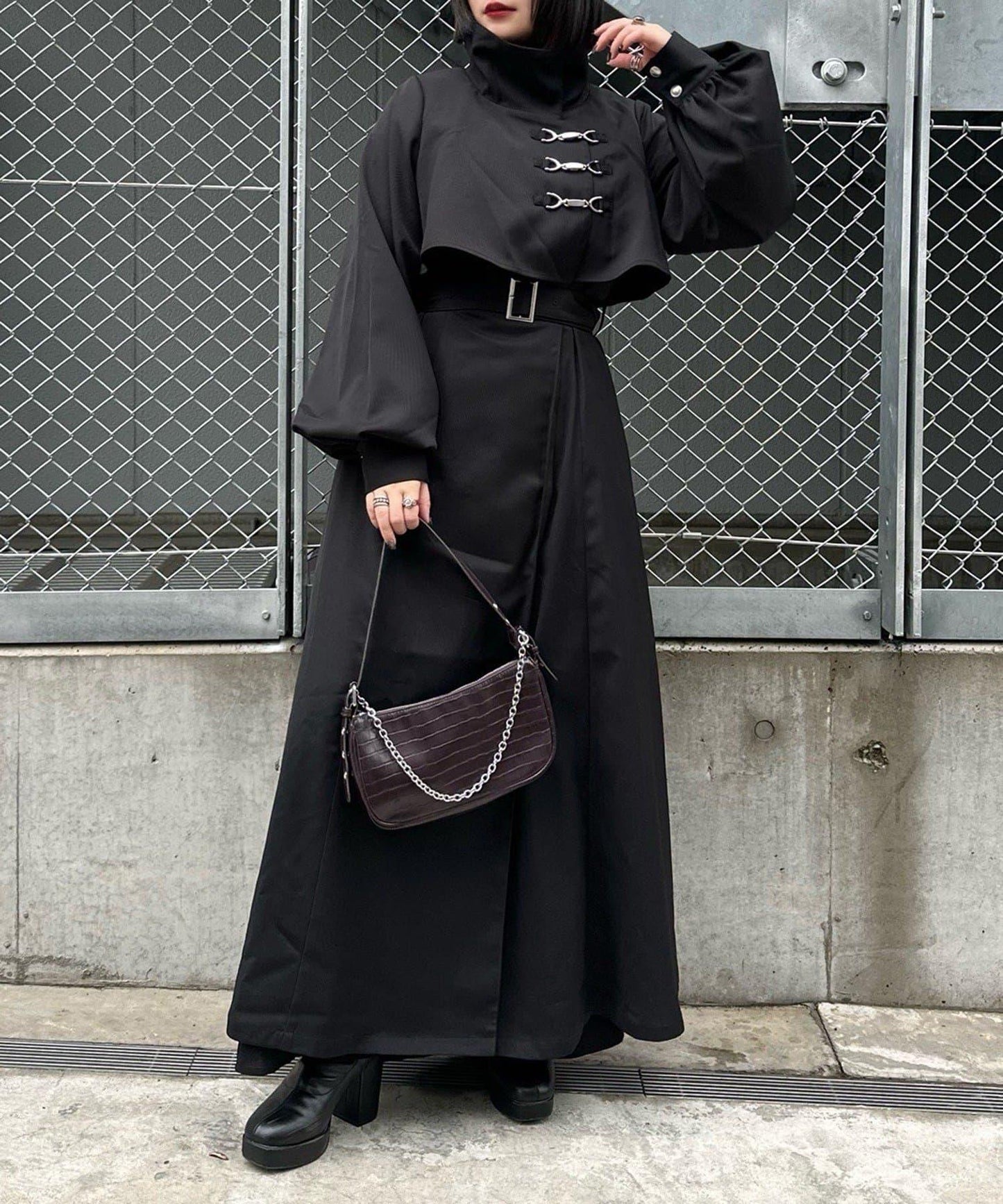 Mavie..7 立領 擴擺設計 長款 大衣