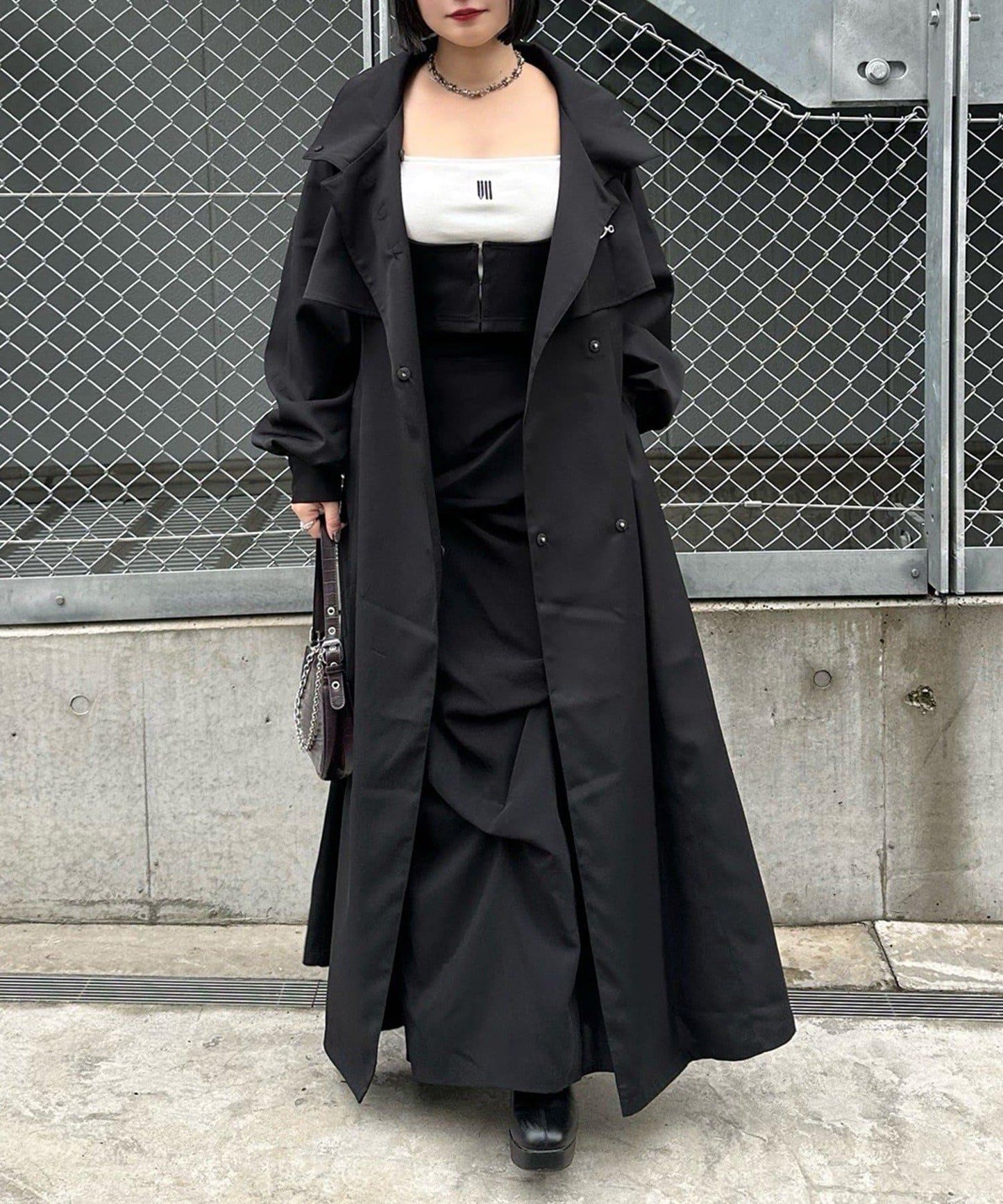 Mavie..7 立領 擴擺設計 長款 大衣