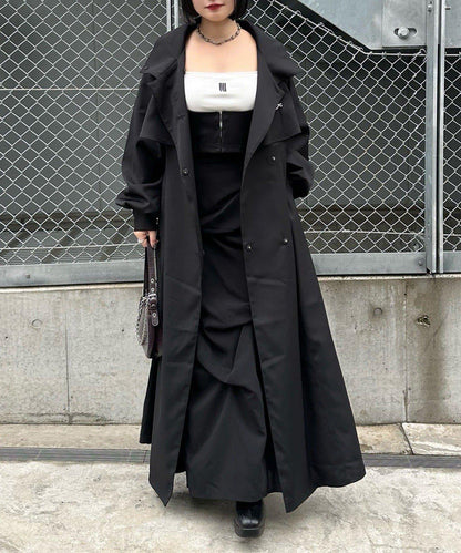 Mavie..7 立領 擴擺設計 長款 大衣