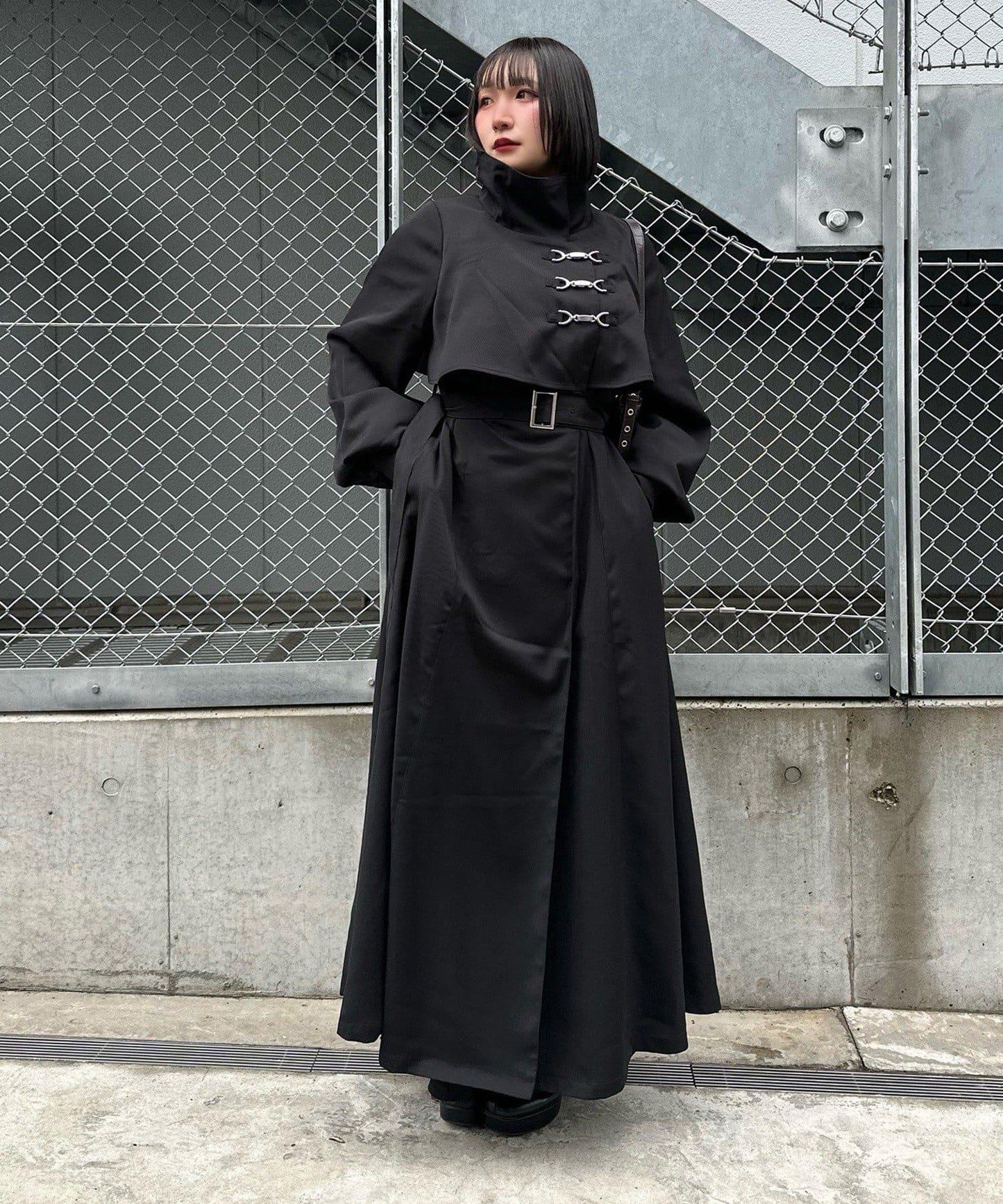 Mavie..7 立領 擴擺設計 長款 大衣