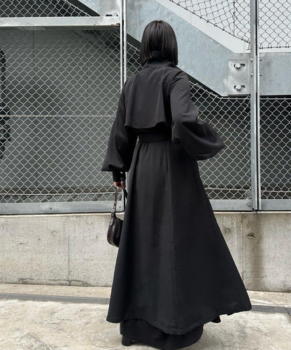 Mavie..7 立領 擴擺設計 長款 大衣