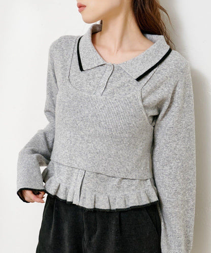 針織背心開衫套裝