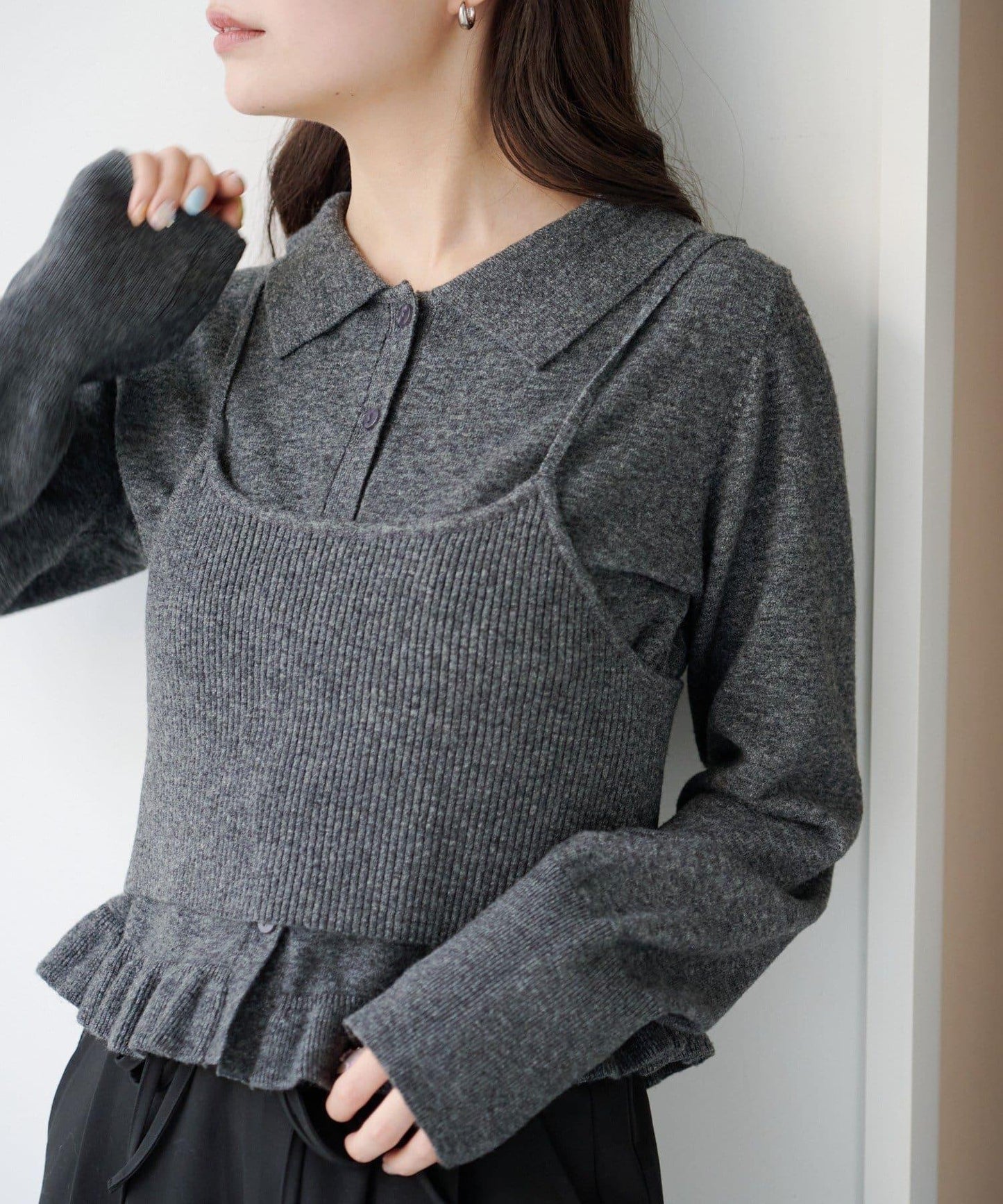 針織背心開衫套裝