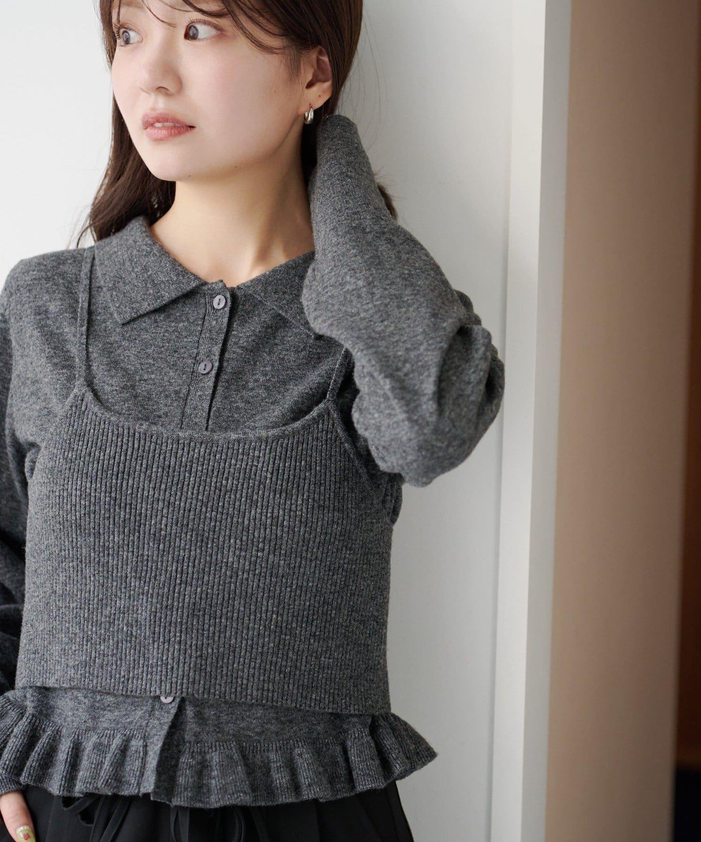 針織背心開衫套裝