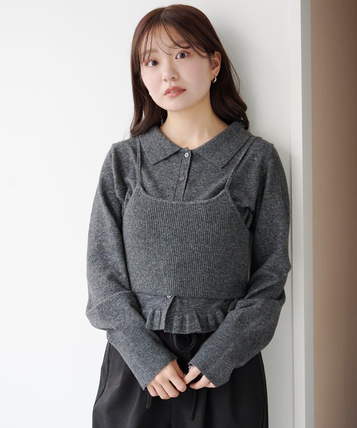 針織背心開衫套裝