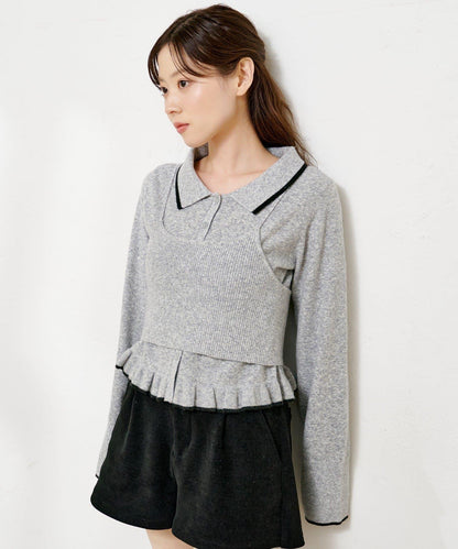 針織背心開衫套裝