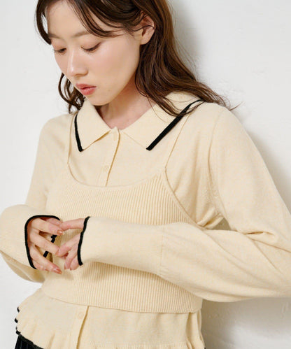 針織背心開衫套裝