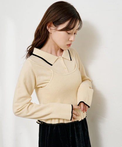 針織背心開衫套裝