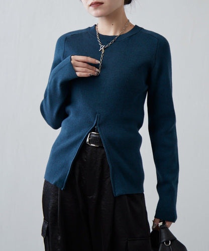 前拉鍊設計針織上衣