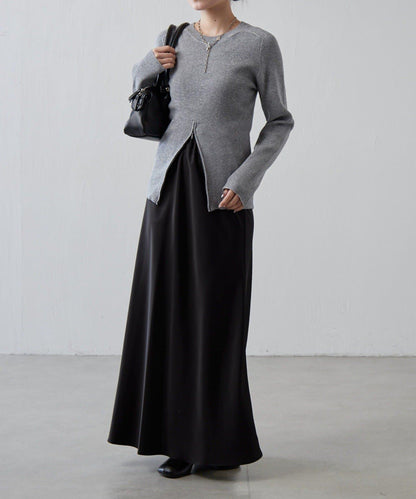 前拉鍊設計針織上衣